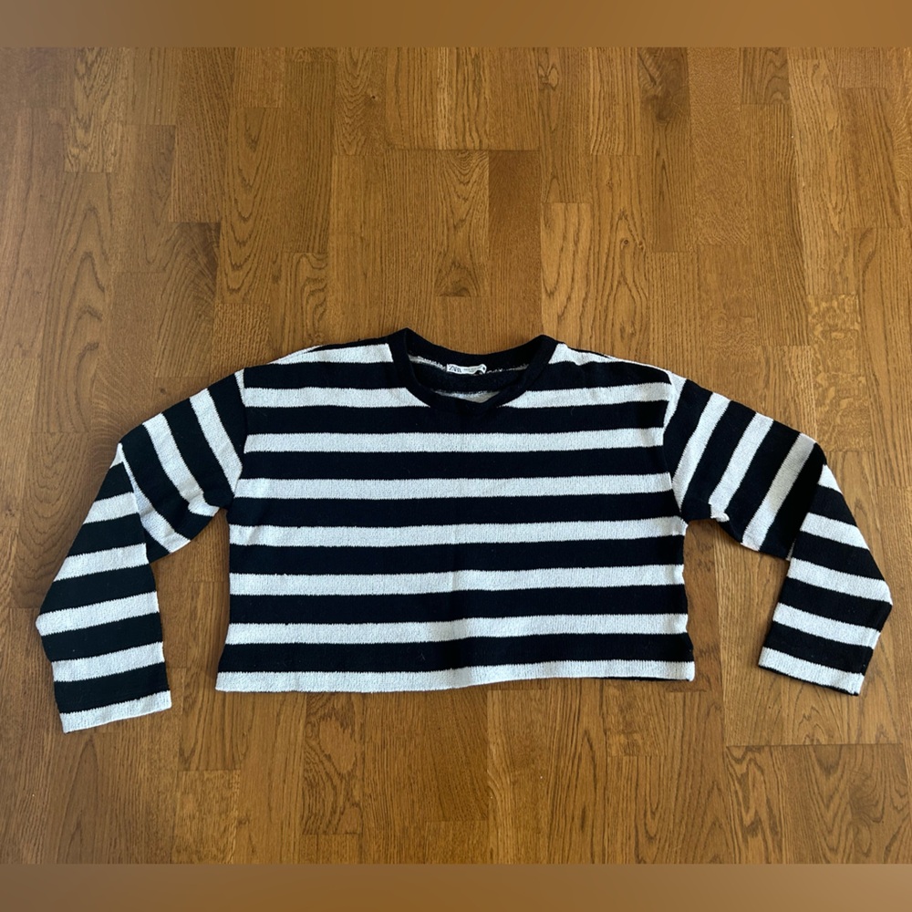 Zara Black and White Striped Top